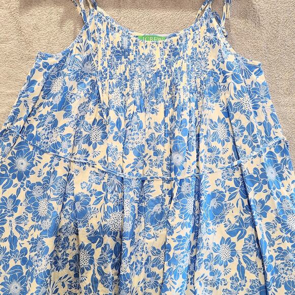 J Crew Blue Floral Halter Cross Back Cotton Voile Cover Up Mini Dress Size Small - Picture 4 of 13